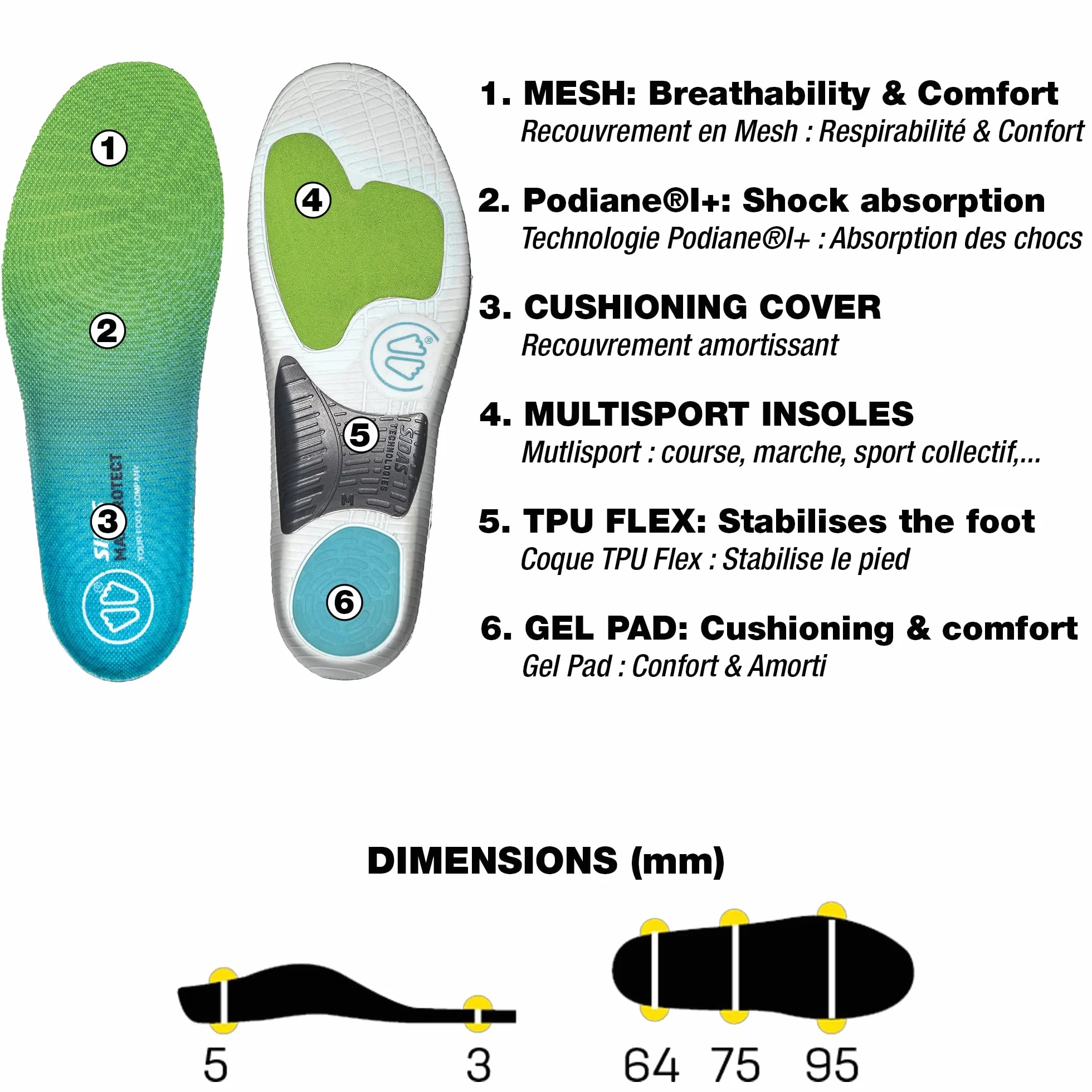 Sidas MAX Protect Activ Slim, Plantillas para el Deporte y el día a día, Sujeción del Arco Plantar, Comodidad Duradera y absorción de Impactos, Plantillas para Zapatos de Hombre y Mujer