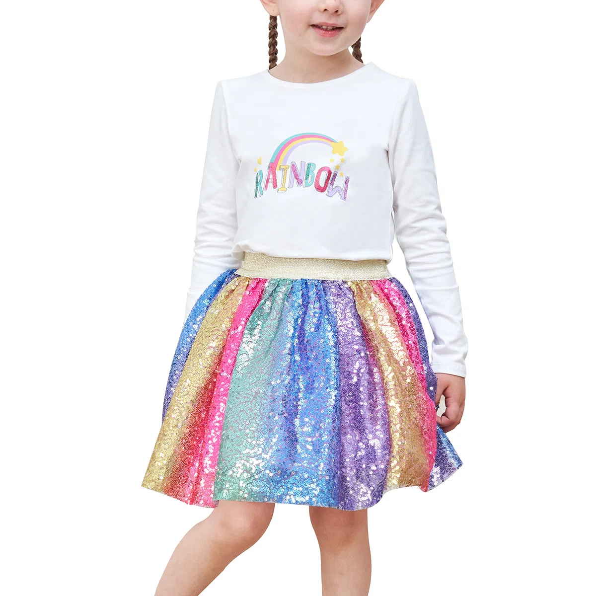 Sunny Fashion Chicas Falda Azul Corazón Lentejuelas Espumoso Tutu Bailando 2-12 años