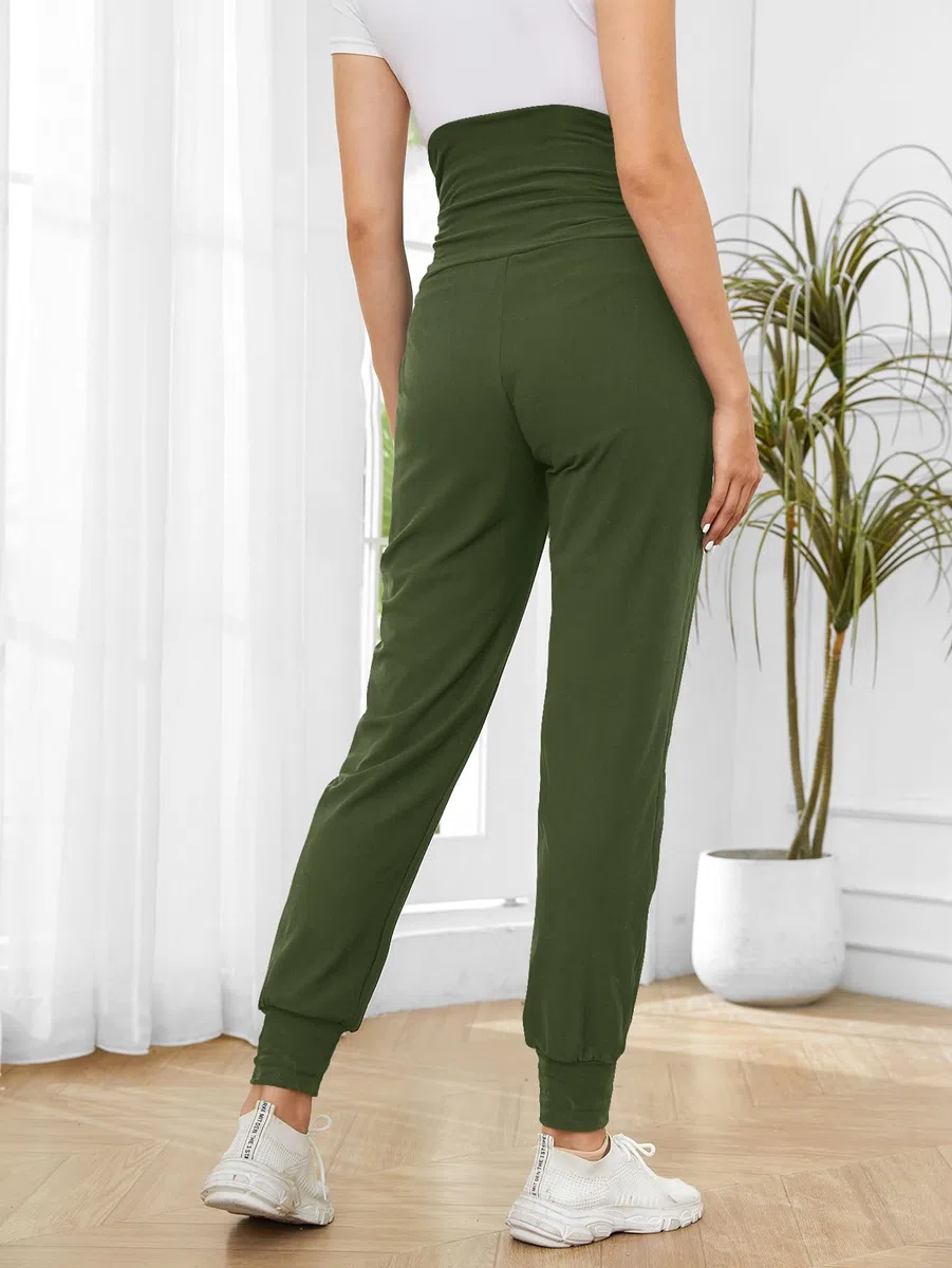 PARNIXS Pantalones Deportivos de Maternidad para Mujer, elásticos, para Entrenamiento, Deportes, Descanso, Embarazo, Pantalones de Yoga con Bolsillos