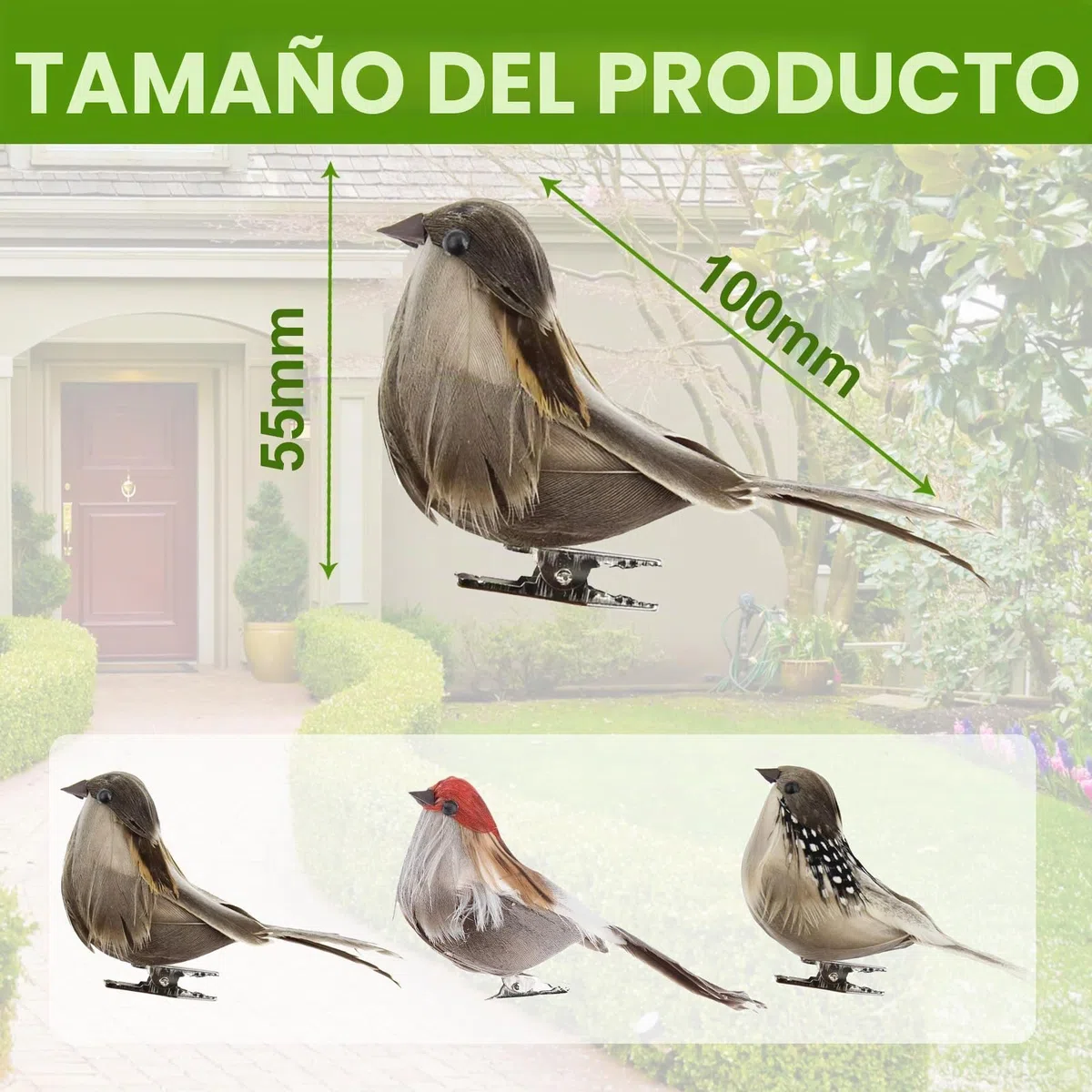 Tina.Win Pajaros Decorativos con Pinza 6 Pcs，PáJaros De ImitacióN con Plumas，PáJaro Artificial para Manualidades DIY DecoracióN JardíN Casa Adorno De Fiesta Boda