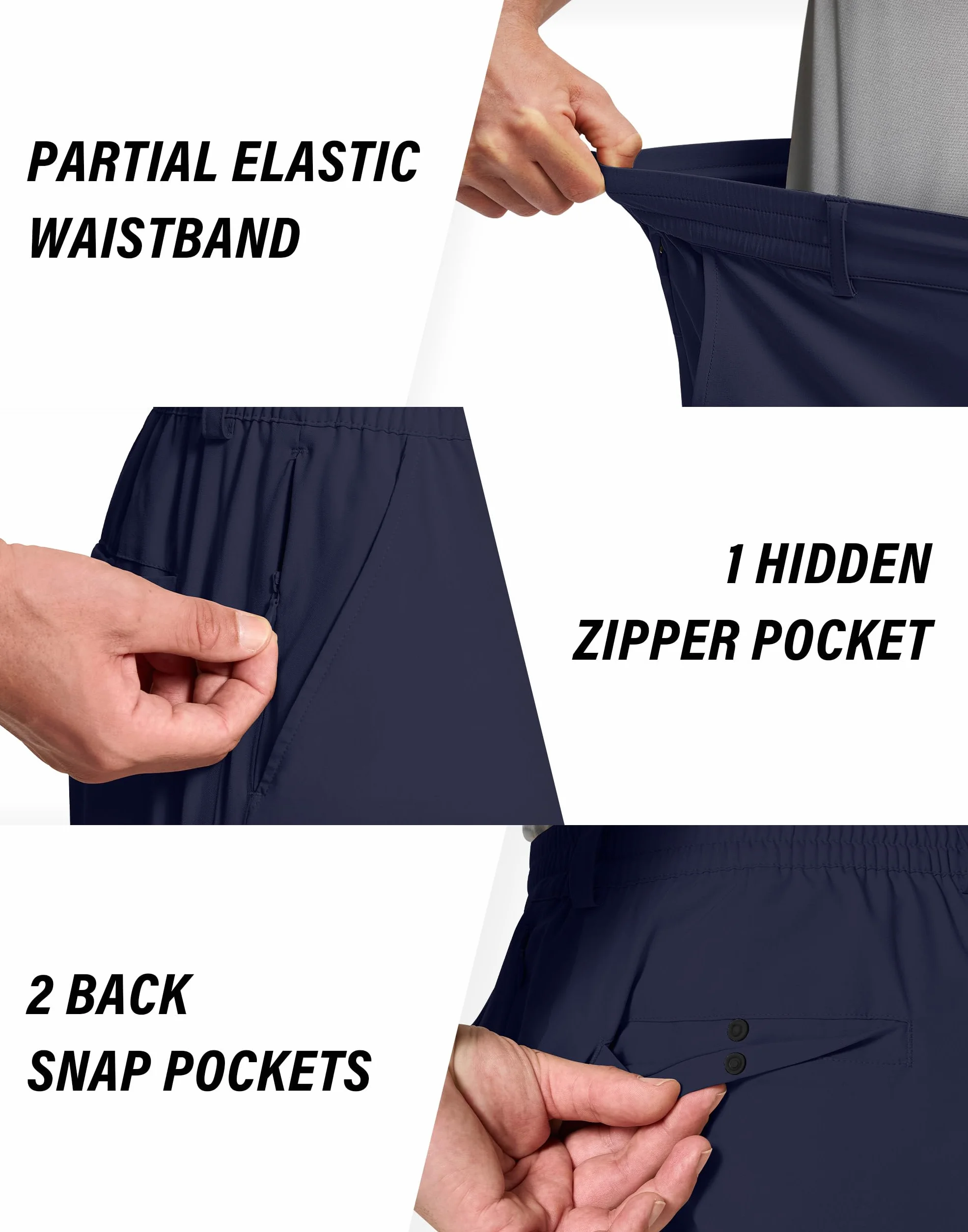 SERAMY Pantalones cortos de golf elásticos para hombre con 6 bolsillos, ajuste seco, entrepierna de 7 pulgadas, vestido ligero para senderismo, trabajo casual