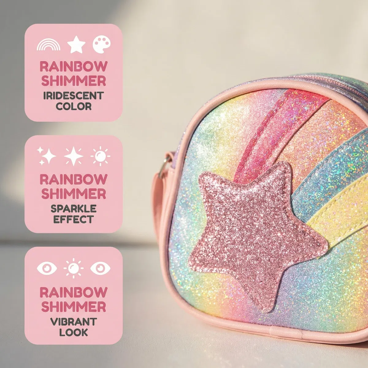 Bolso Bandolera para Niña,Rainbow Bolsa Pequeña Pequeño Bolso de Hombro para Niñas con Correa Ajustable,Mini Bolsas de la Princesa Bolsos de Mano Monedero Niña Regalo para Niñas 3-10 Años