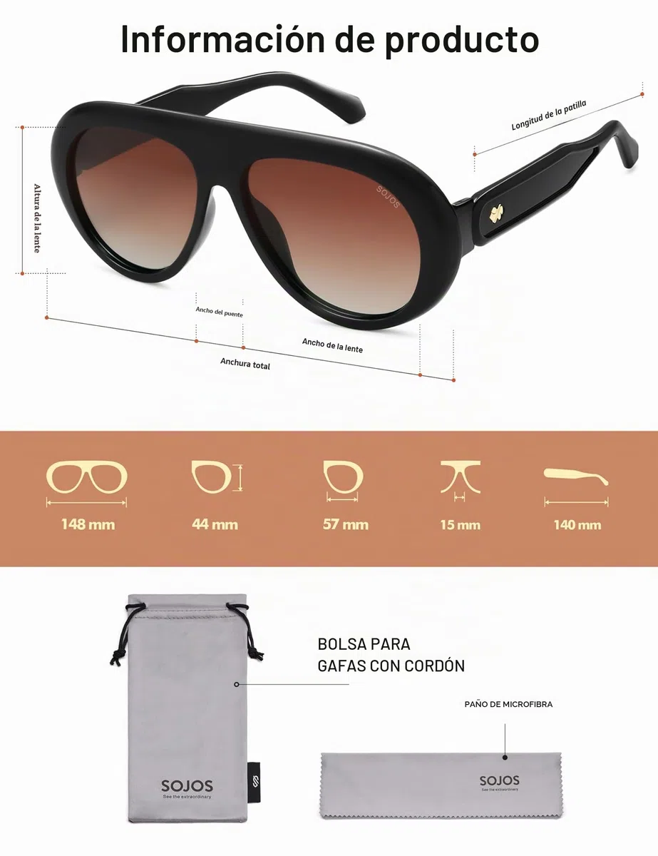 SOJOS Gafas de sol polarizadas de gran tamaño para mujer y hombre, estilo retro vintage de los años 70, protección UV, SJ2390