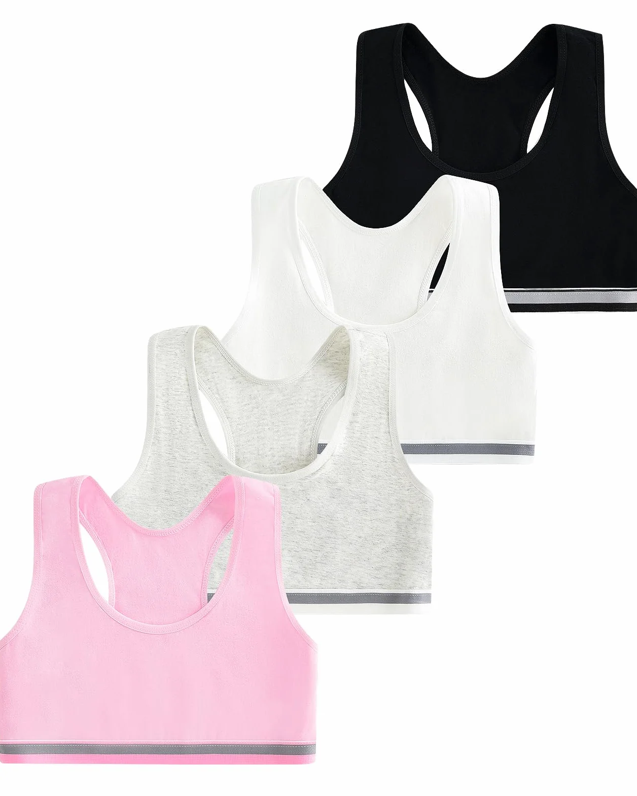 Domee Sujetadores de Algodón Top sin Aros Ropa Interior Niña Paquete de 4