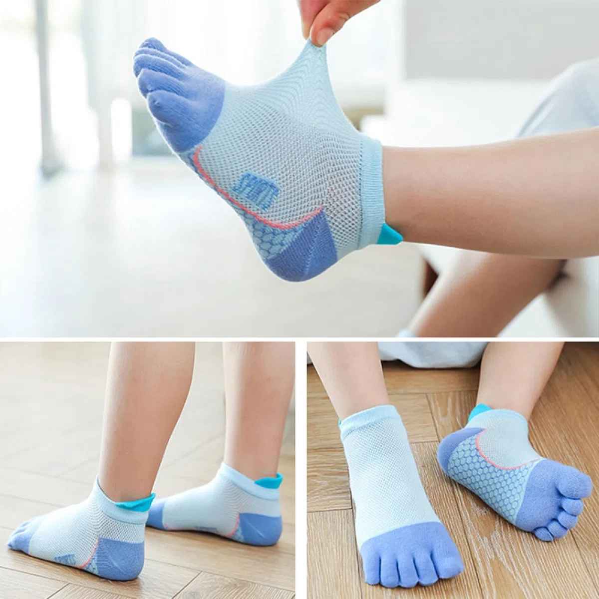 5 pares de calcetines de algodón transpirables con cinco dedos para niños