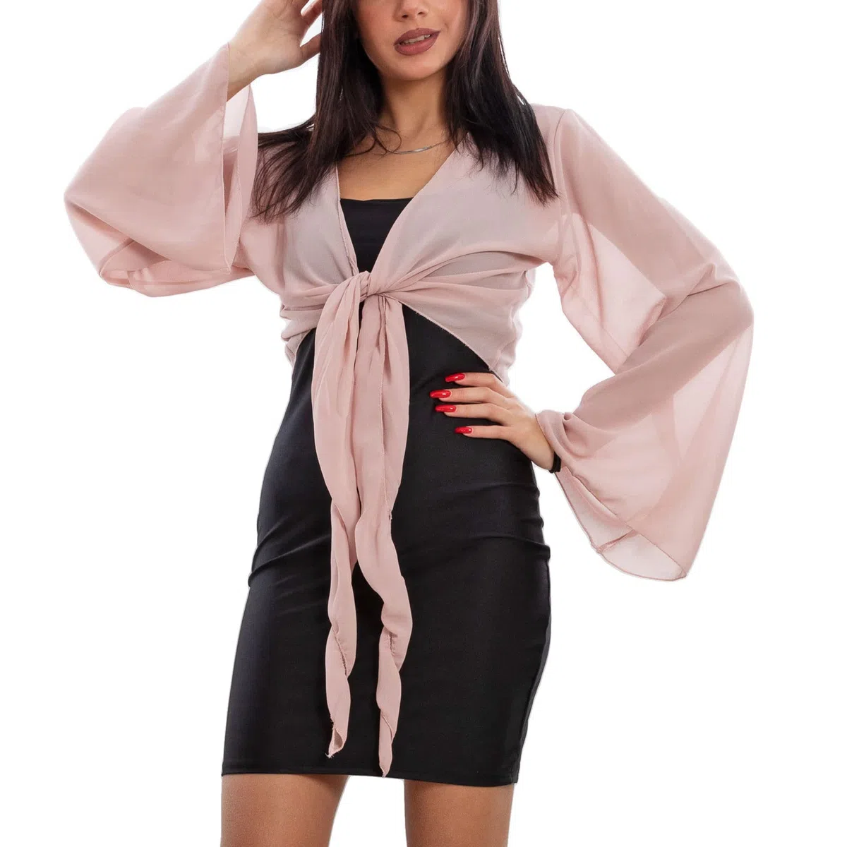 Toocool Bolero Mujer Elegante Mangas Amplias Ceremonia Bolero VB-10371, Rosa (old rose), Talla única