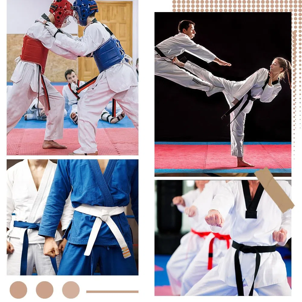 CREATCABIN Cinturón Amarillo de Jiu Jitsu de Poliéster para Artes Marciales, Cinturón de Judo, Jiu-Jitsu, TKD, Aikido, Uniforme, Cinturón de Rango, Largo, Suave, Ajuste Universal, Cinturones de Taekwo