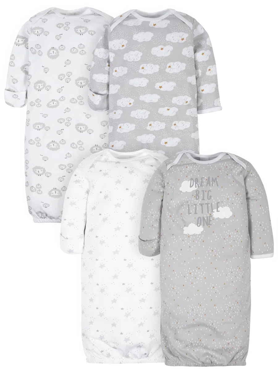 Gerber Baby Boy and Girls 4-Pack Sleeper Gown Bata para Dormir bebés niñas (Pack de 4)