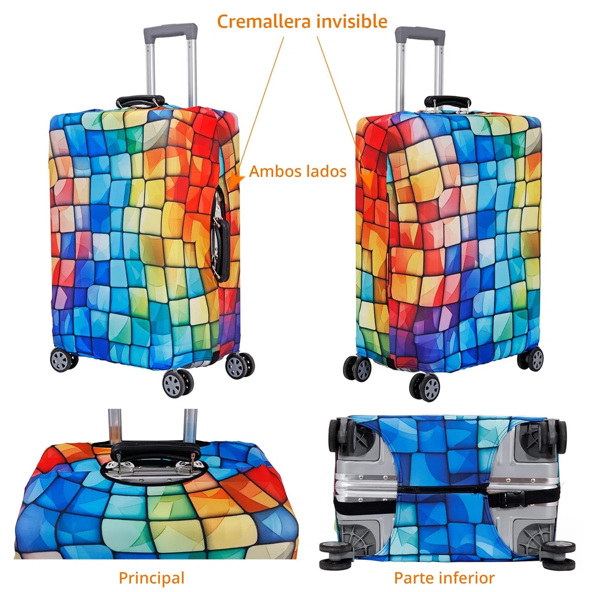 Funda para Maleta Cubierta de Equipaje Elástica más Aplicar a Maleta de 18 ''-32 '', Suitcase Cover Luggage Cover Cubierta Protectora de Maleta (Block, L)