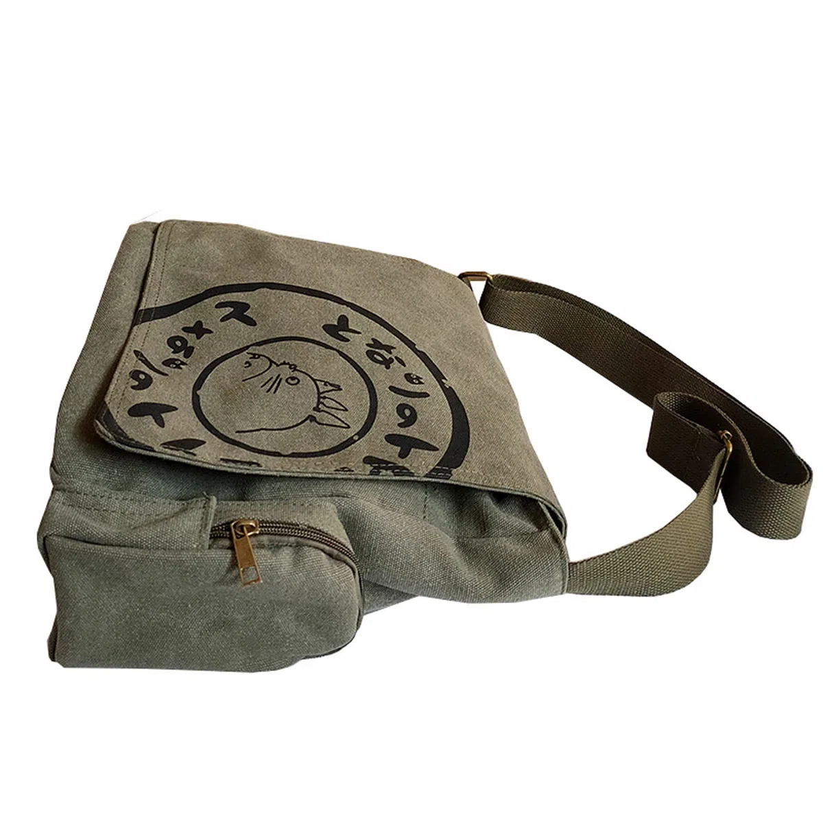 Bolso de lona coreano para hombre Bolso bandolera para hombre Gran capacidad Bolsa informática informal, verde militar, talla única