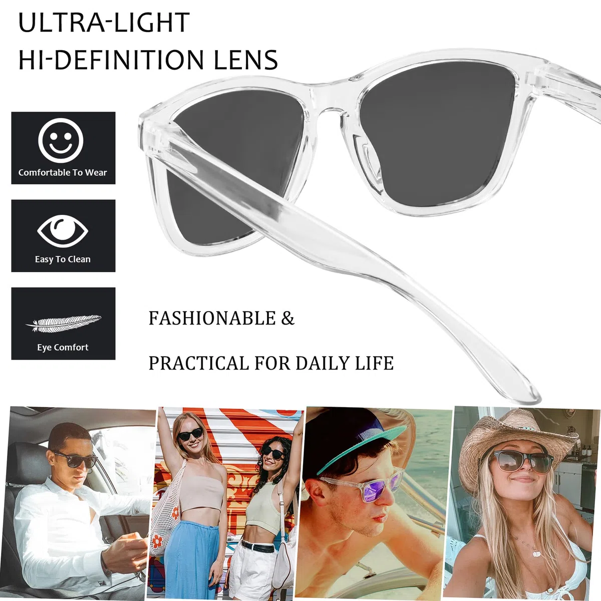 Joopin Polarizadas Gafas de Sol Hombre y Mujer Cuadradas Estilo Clásico de Moda para Conducir Playa Viaje
