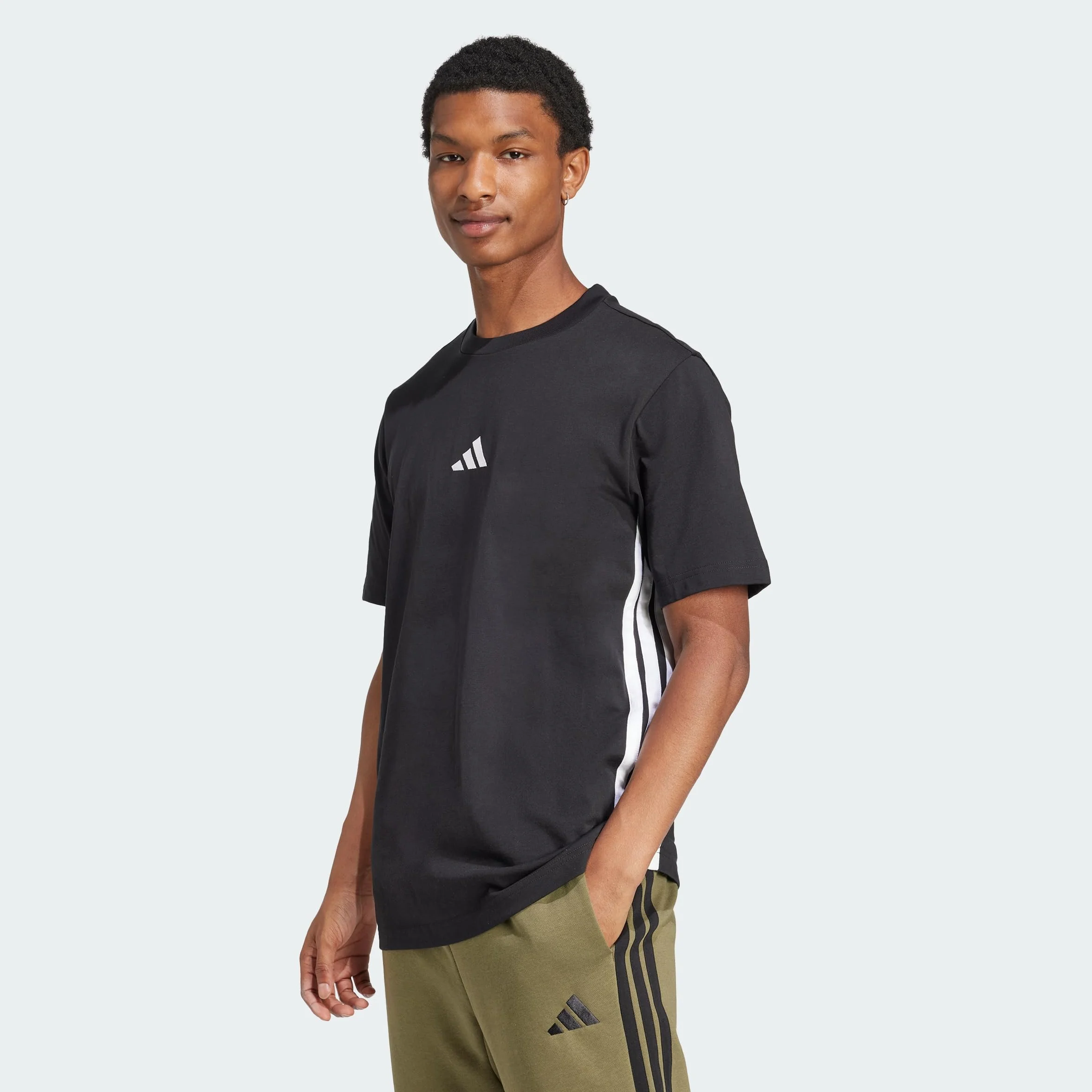Adidas Hombre Essential Three Stripes Single Jersey Tee