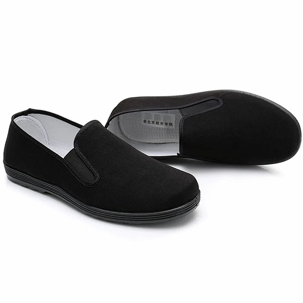 Zapatillas Chinas de Kung Fu de Lona para Artes Marciales, Zapatos de Tai Chi, Suela de Goma, Unisex, Todo Negro