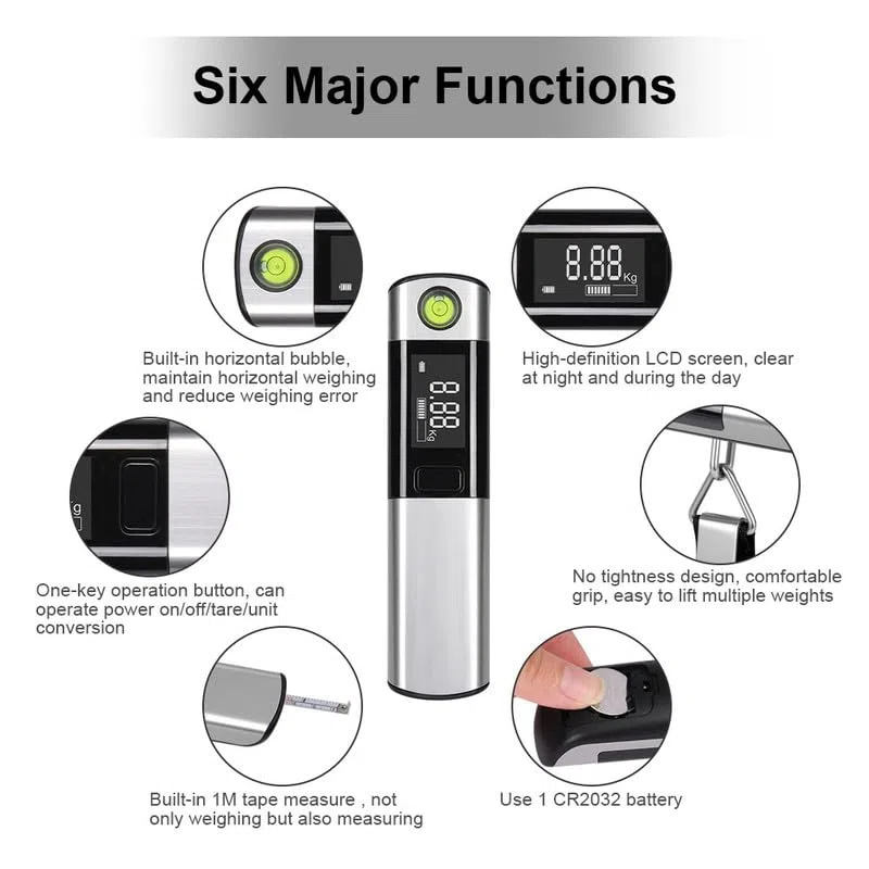 Flintronic 1PC Escala del Equipaje, Digital Balanza Báscula de Equipaje, Colgar Pesado Escala de Viaje, Balanza de Pesaje de Maleta Pantalla LCD Retroiluminación, Max Peso 110lb/50kg (Sin Batería)