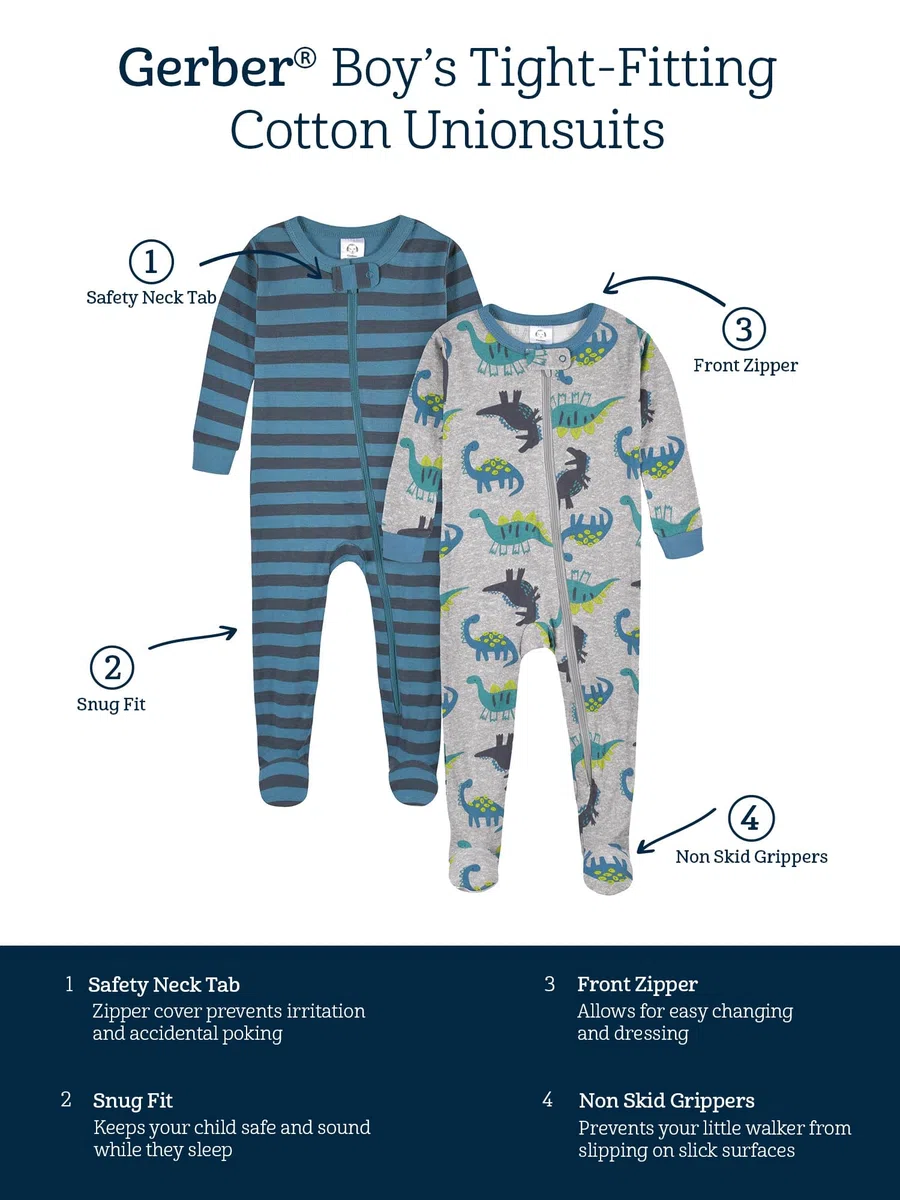 Gerber 2-Pack Footed Footed Pajamas Mamelucos para bebés y niños pequeños Bebé-Niños