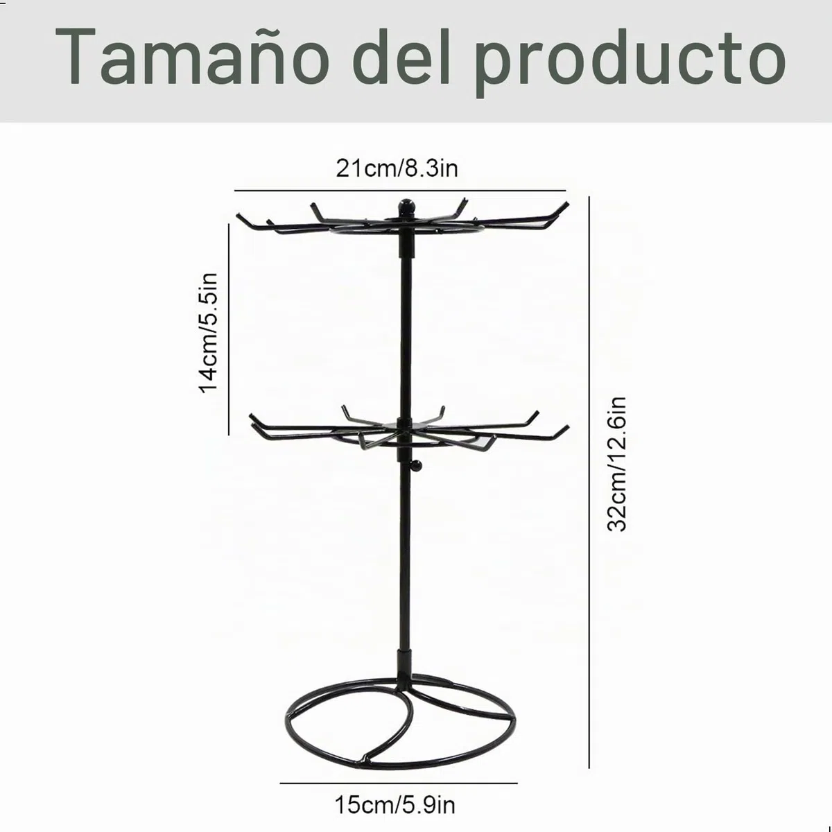 Soporte De Joyería Expositor Giratorio - Metal Para Collar, Redondo 2 Niveles Cadena Colgar Pendientes, Anillos, Pulseras, Relojes, Accesorios, Se Puede Desmontar, Negro