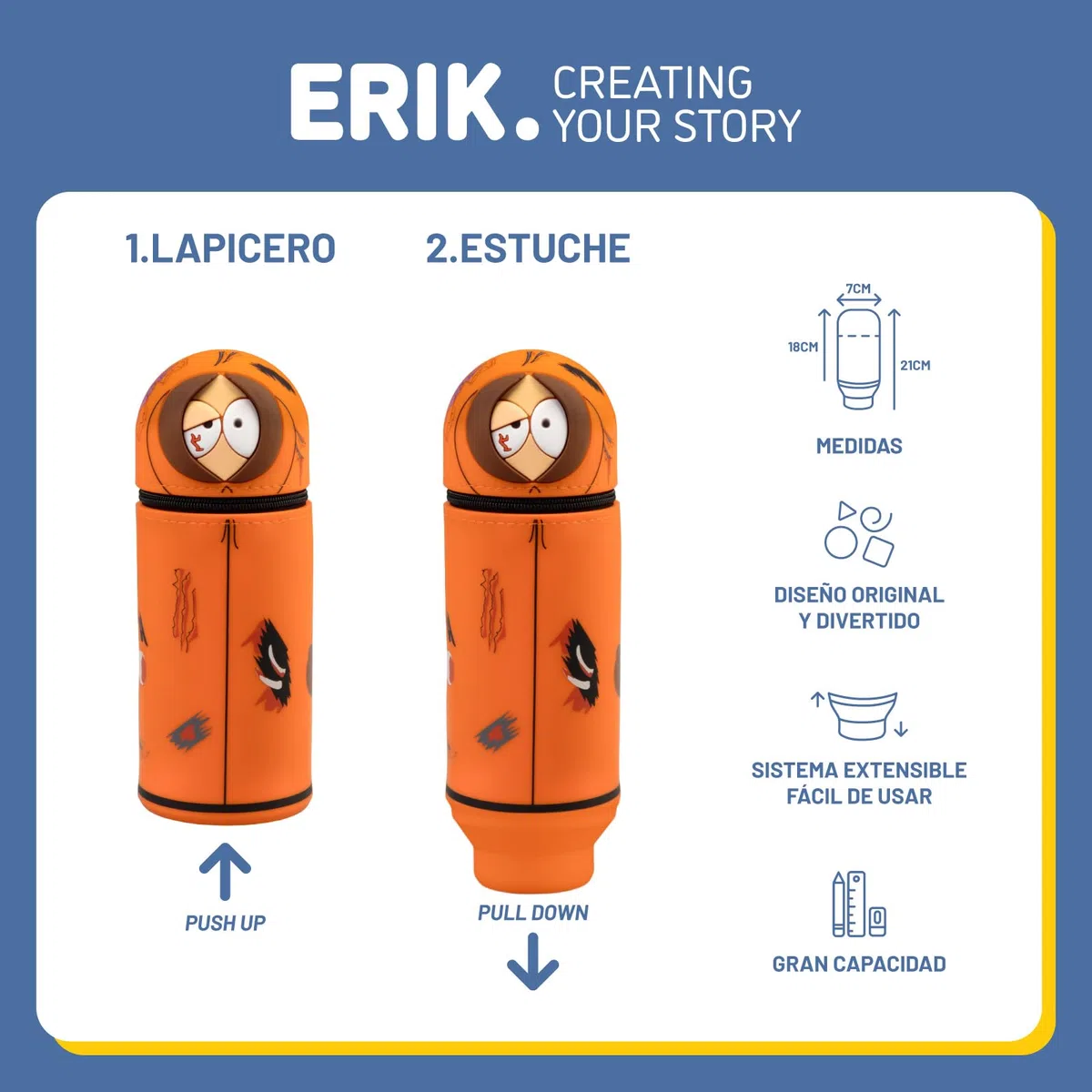 Grupo Erik Estuche Escolar South Park - Estuche pequeño de Silicona para Universidad o Instituto │ Vuelta al Cole : Material Escolar y papeleria │ Extensible, Impermeable y con Cremallera
