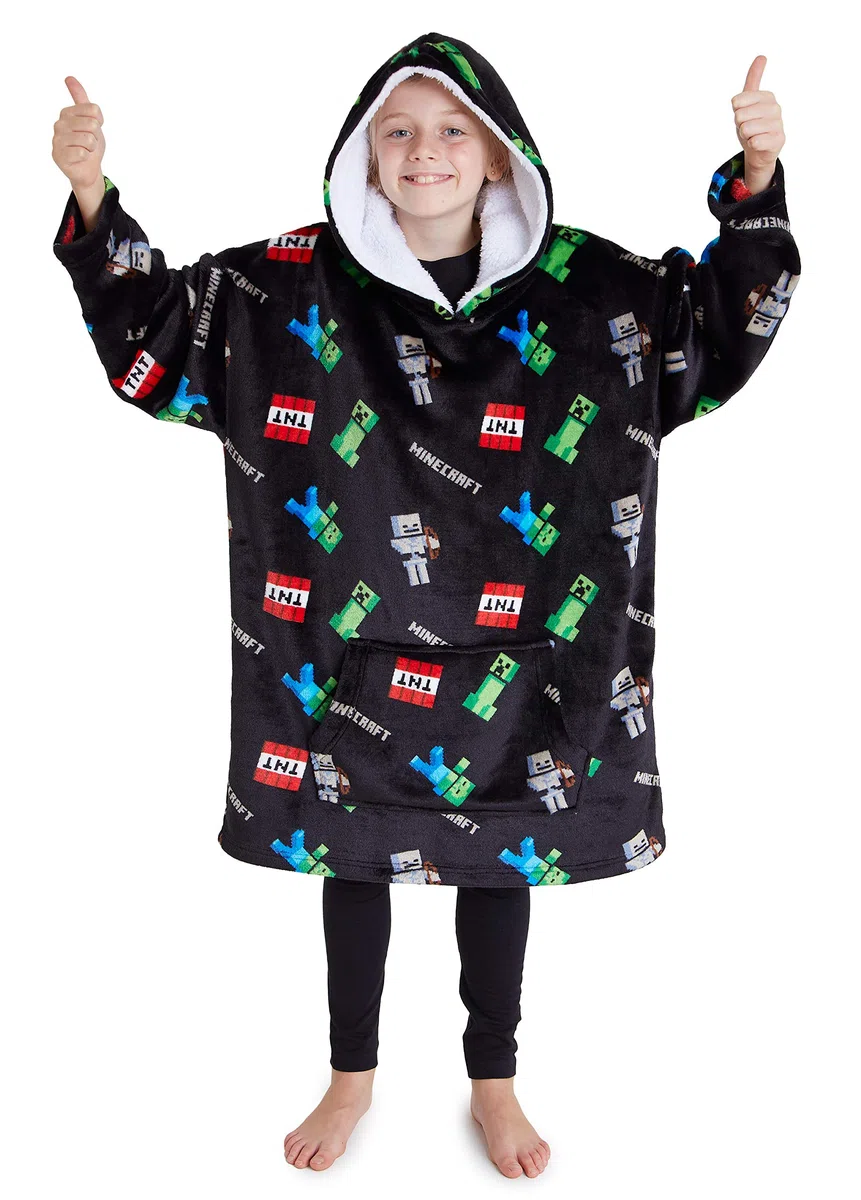 Minecraft Sudadera Manta Niño y Adolescente, Creeper Sudadera con Capucha con Bolsillo Canguro, Regalos para Gamers