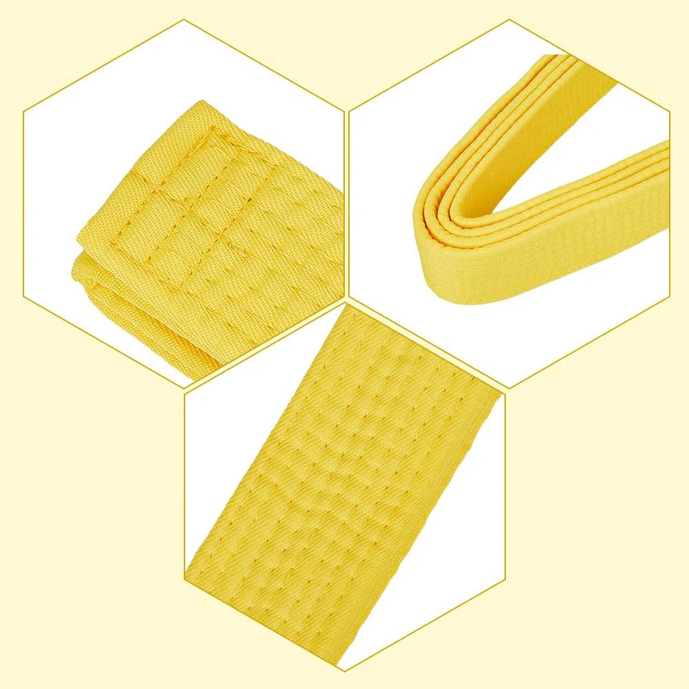 CREATCABIN Cinturón Amarillo de Jiu Jitsu de Poliéster para Artes Marciales, Cinturón de Judo, Jiu-Jitsu, TKD, Aikido, Uniforme, Cinturón de Rango, Largo, Suave, Ajuste Universal, Cinturones de Taekwo