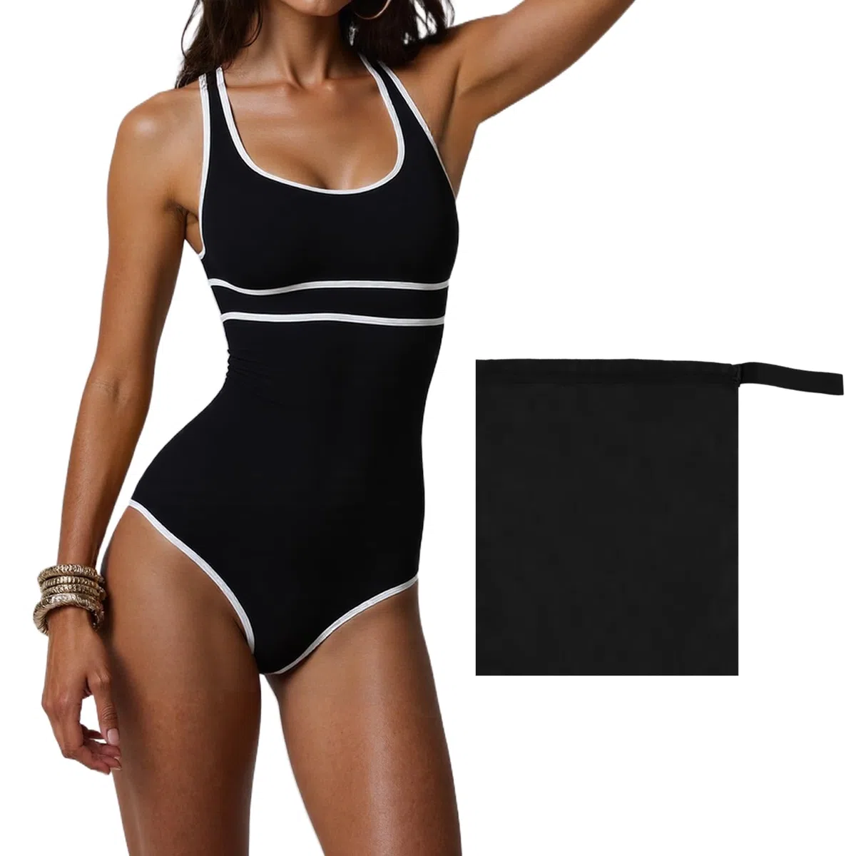 Traje de Baño para Mujer, Traje de Baño de Una Deportivo Monokini, Sexy Push Up Monokini de Rayas Swimwear Beachwear para Playa Piscina Vacaciones