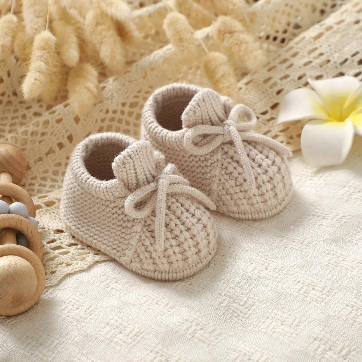 Botines de bebé recién nacido para recién nacido, acogedores, de punto, suaves, para niños y niñas