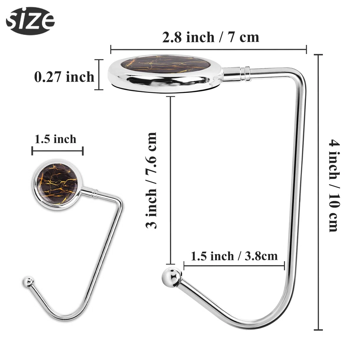 3X Gancho de Bolso para Mesa,Colgadores portátiles para Escritorio,Clips de Agarre para Colgar de Seguridad Mochila, Hogar, Escuela, Oficina, Decoración(3-Mármol)
