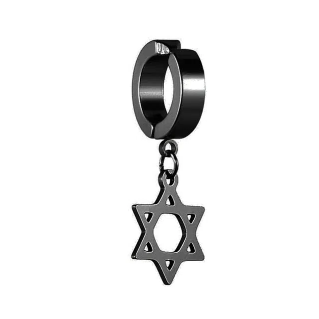 1 pieza popular de acero inoxidable sin dolor oreja Clip pendientes para hombres/mujeres Punk negro no Piercing pendientes falsos joyería regalo Tratamiento duradero