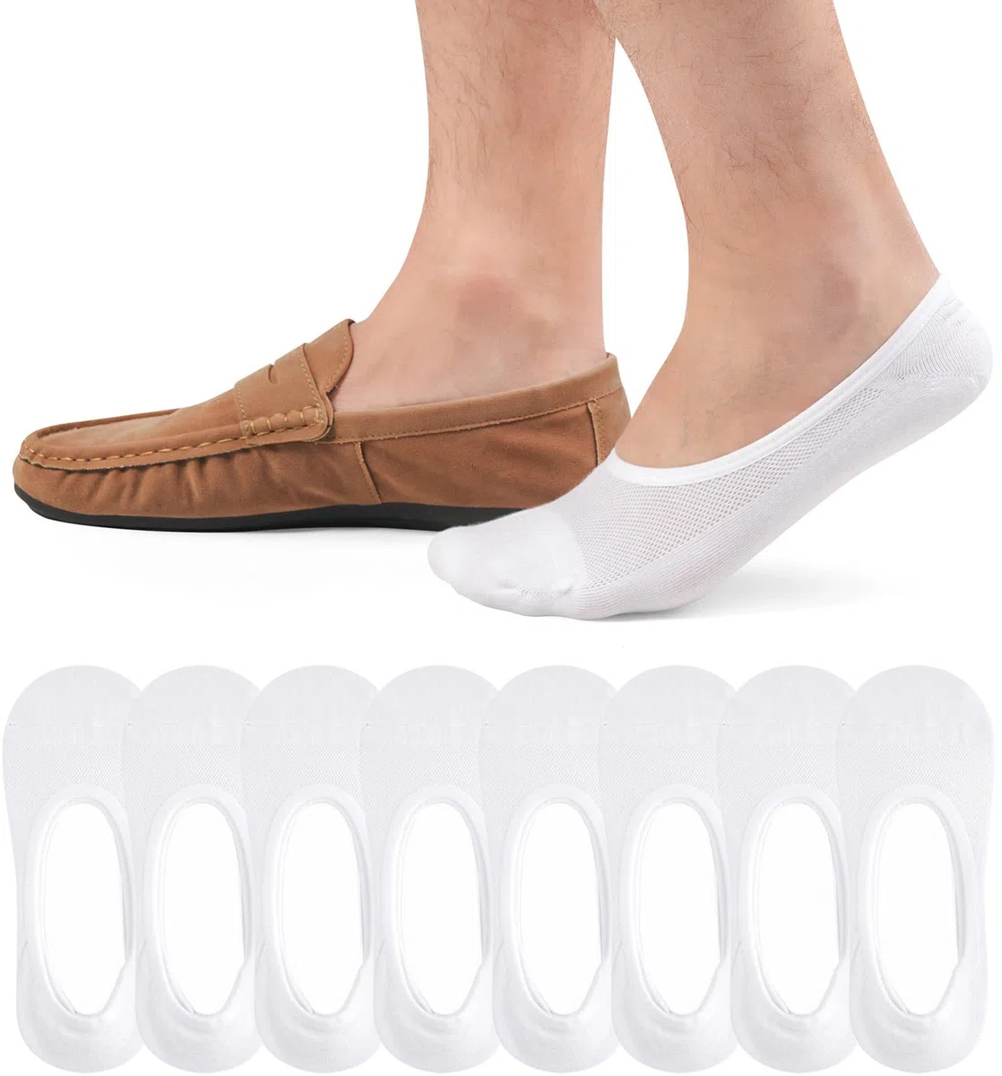 Calcetines invisibles para hombre, 6-8, 9-12, de corte bajo, antideslizantes, con forro oculto, 6 pares
