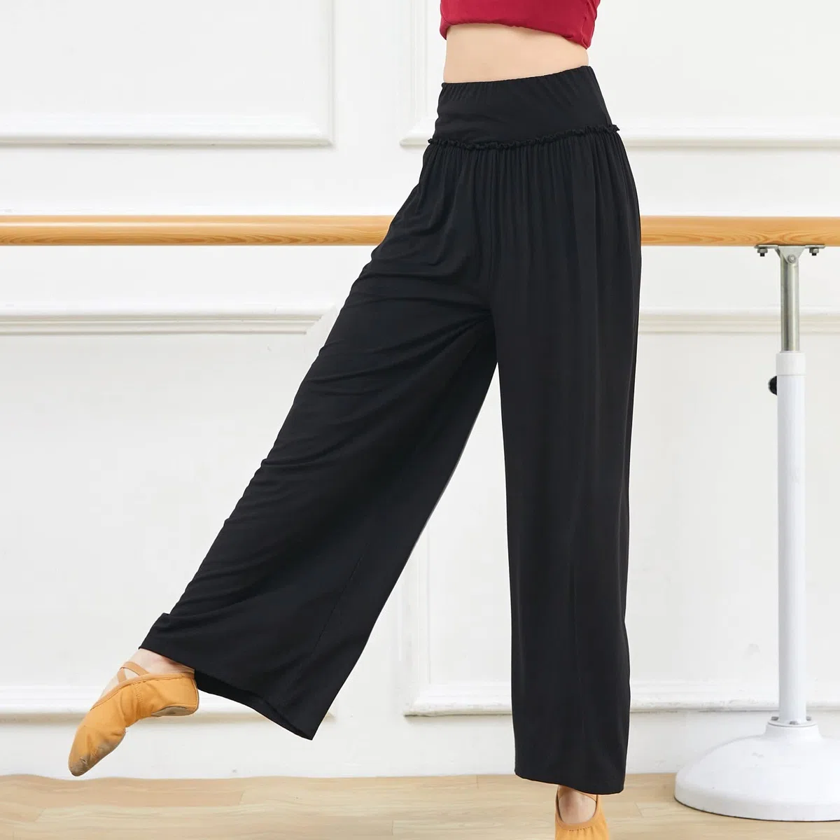 Pantalones casuales para mujer, pantalones de baile clásicos, piernas anchas, bolsillo recto, pantalones largos, gimnasia, ejercicios, pantalones de entrenamiento de danza para mujer