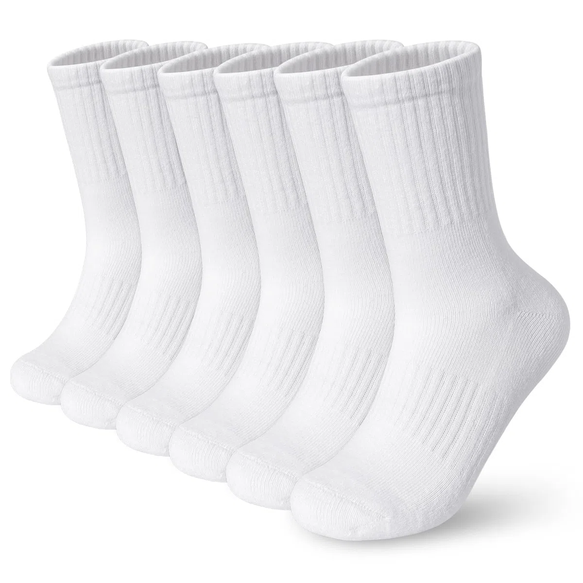 BOOPH 6 pares de calcetines deportivos para niños y niñas de alto rendimiento, acolchados, gruesos, de algodón, para niños y niñas de 5 a 14 años