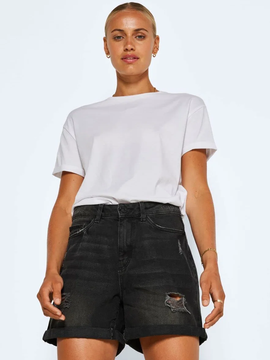 NOISY MAY Smiley Destroy Mujer Pantalones Cortos Negro