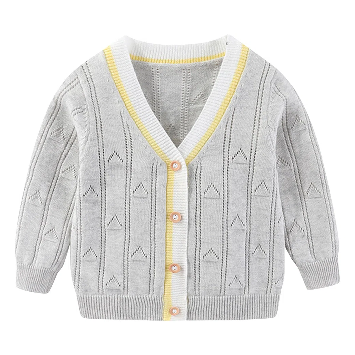 Suéter Tipo cárdigan de algodón de Manga Larga con Cuello en V para niños pequeños, Chaqueta de Punto con Botones, Ropa Exterior para otoño e Invierno