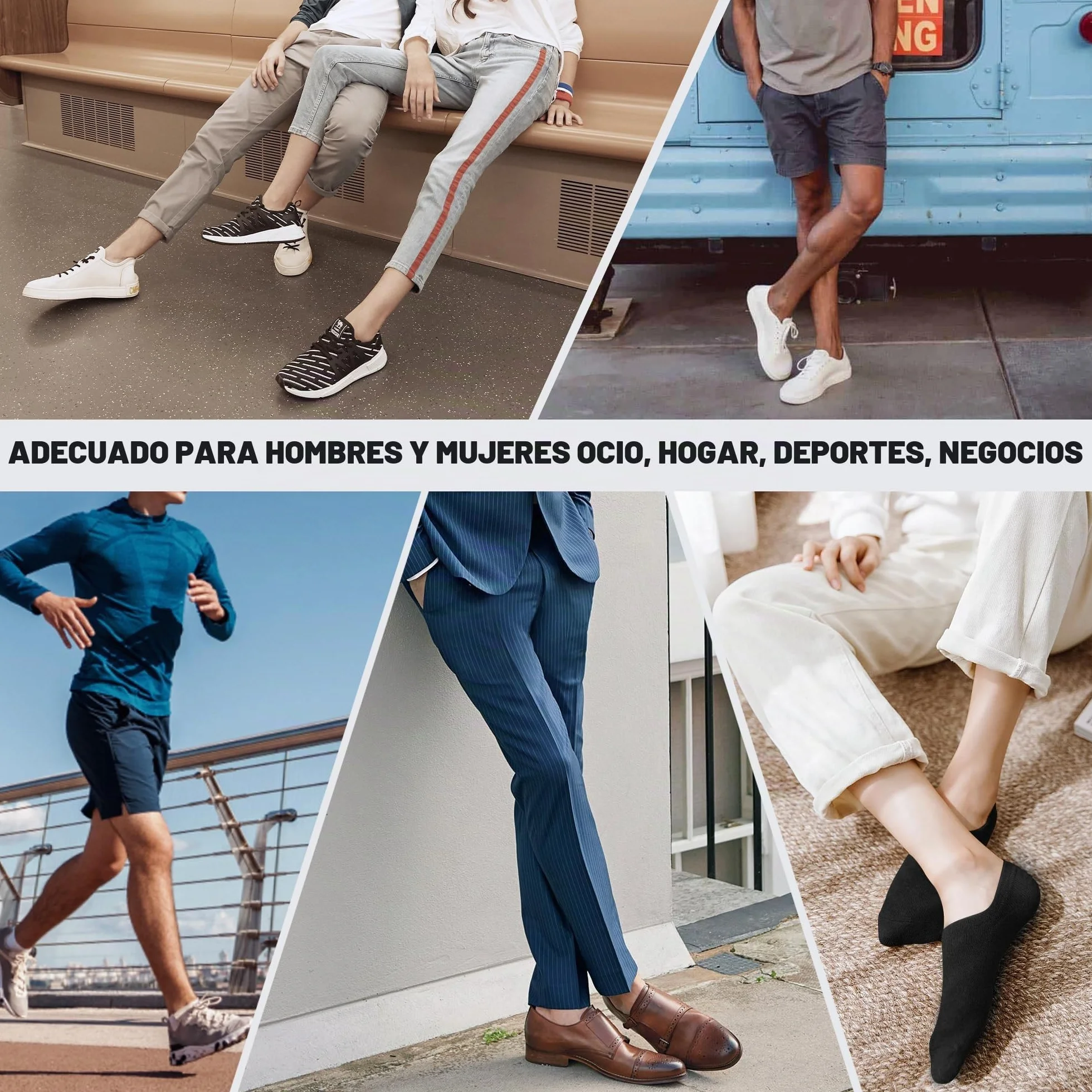 YOJOOM Calcetines Cortos Hombre Invisibles Respirable Calcetines tobilleros Algodón Silicona Antideslizantes