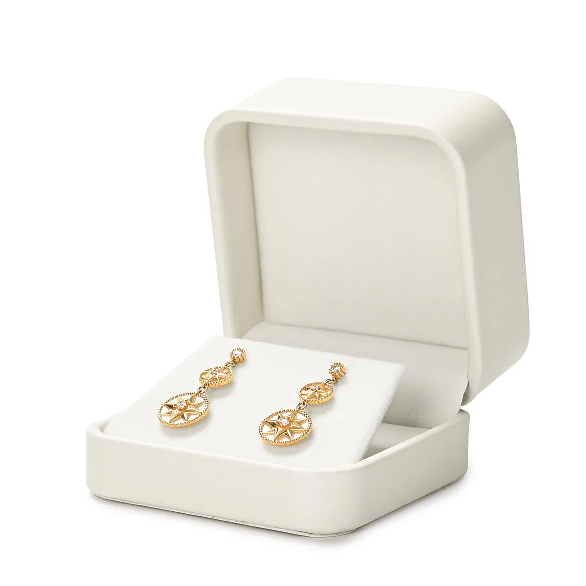 Oirlv Beige Pu Cuero Caja Pendientes,Caja Pendientes Regalo,Earring Box,Para Cumpleaños,San Valentín,Aniversario