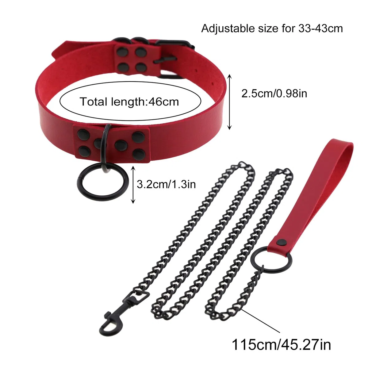 EUPSIIU Gargantilla punk de piel sintética, collar de cuero suave rojo, gargantilla con junta tórica para hombre y mujer, arnés gótico sexy, gargantilla de poliuretano ajustable, accesorio de