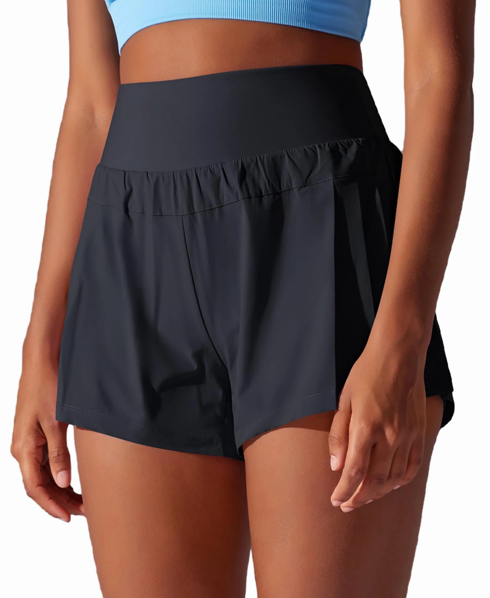 Pantalones Cortos Deportivos Mujer 2 en 1 de Verano para Tenis Fitness Yoga Running con Bolsillo Trasero Pantalones Cortos Deporte de Secado Rápido
