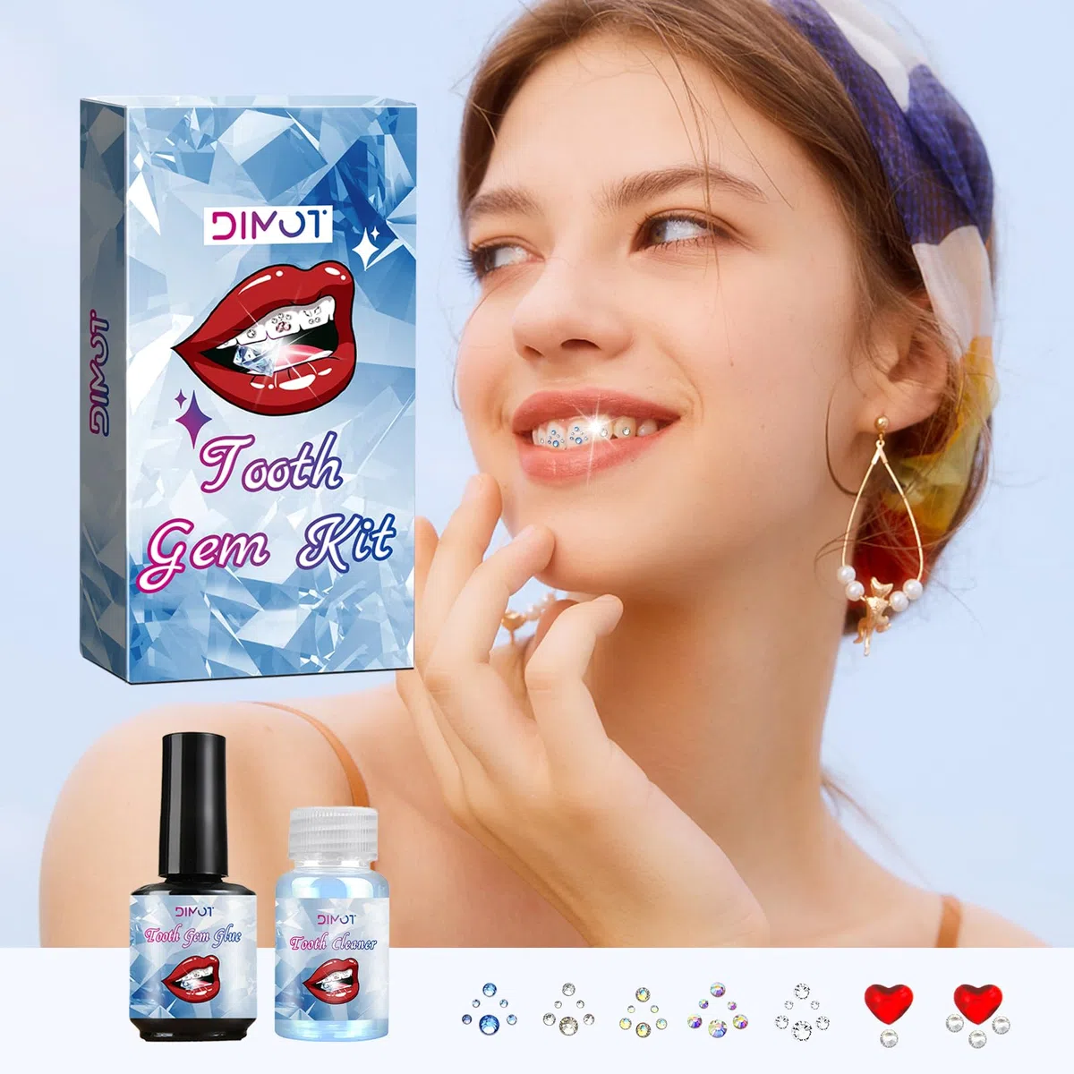 Kit de Joyas Dentales DIY con 150 Cristales - Gemas y Adhesivo para Dientes | Para Fiestas, Festivales y Uso Diario | Incluye Herramientas, Serie F