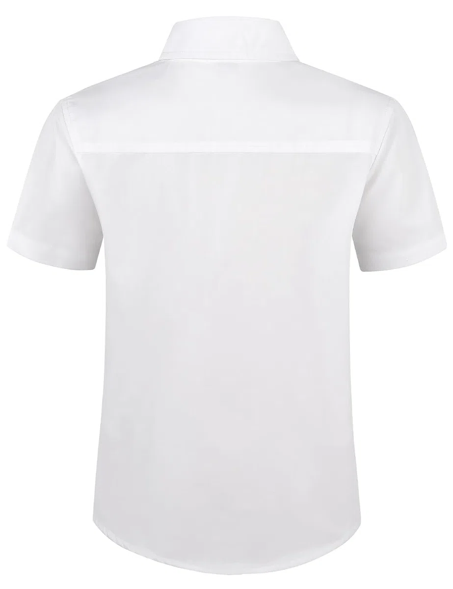 Spring&Gege Camisas de manga corta para niños Uniforme formal de popelín sólido