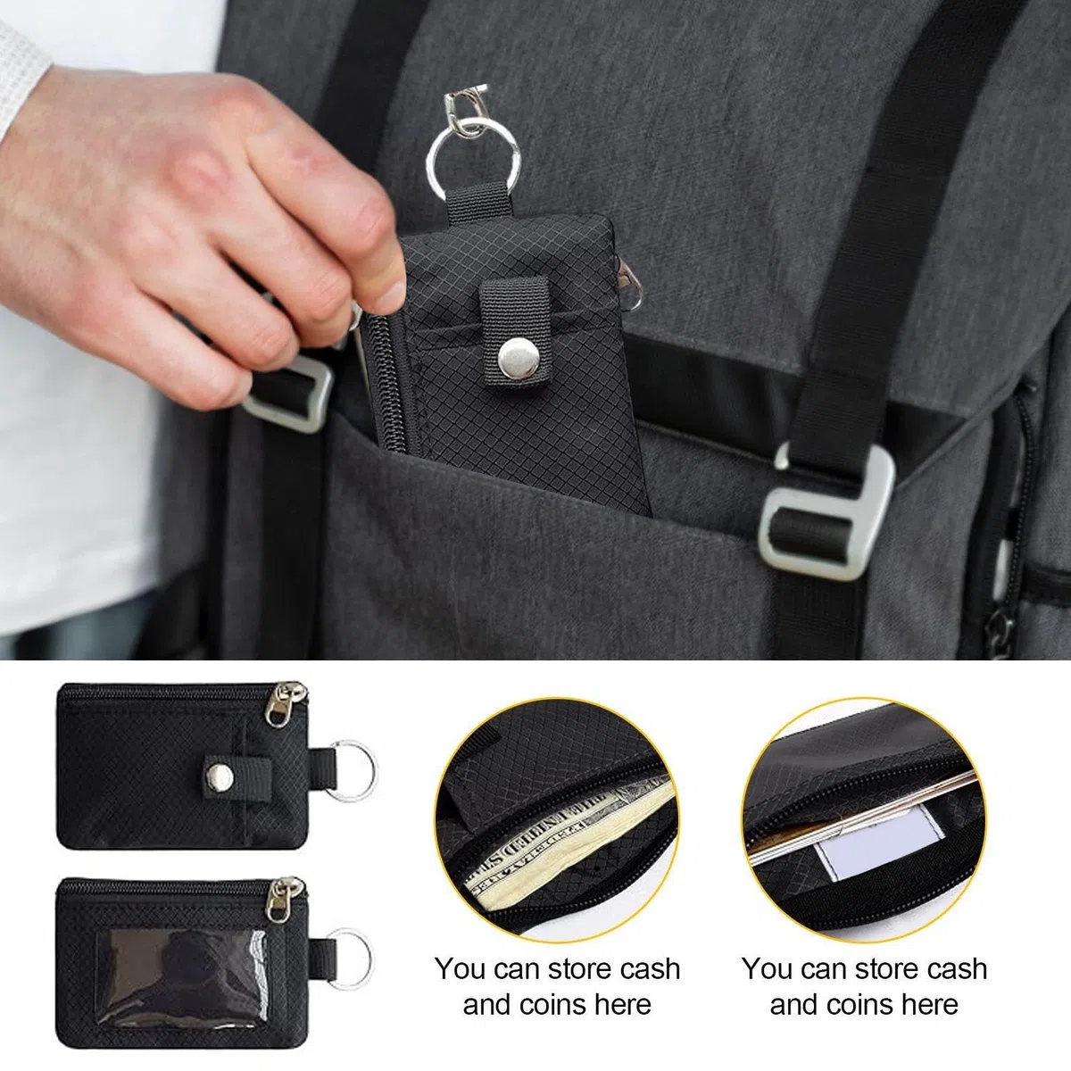 2 Piezas De Billetera De Viaje, con Protección Antirrobo RFID, Bolsa para El Pecho con Llavero Cole Y De Cuerda, Adecuada para Tarjetas De Identificación Y Pasaportes.