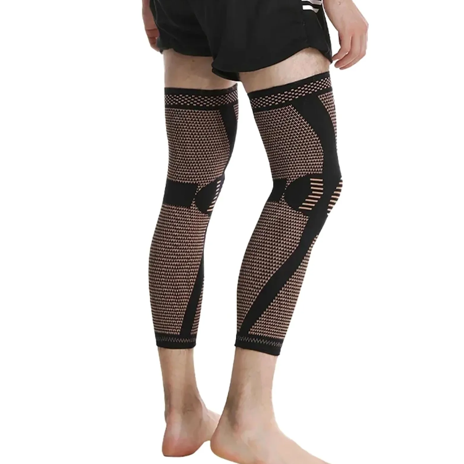 Manga de compresión pierna completa, rodilleras cobre, soporte for muslo y pantorrilla, artritis, 20-30 mmHg, reduce la inflamación las venas varicosas Adecuado para correr