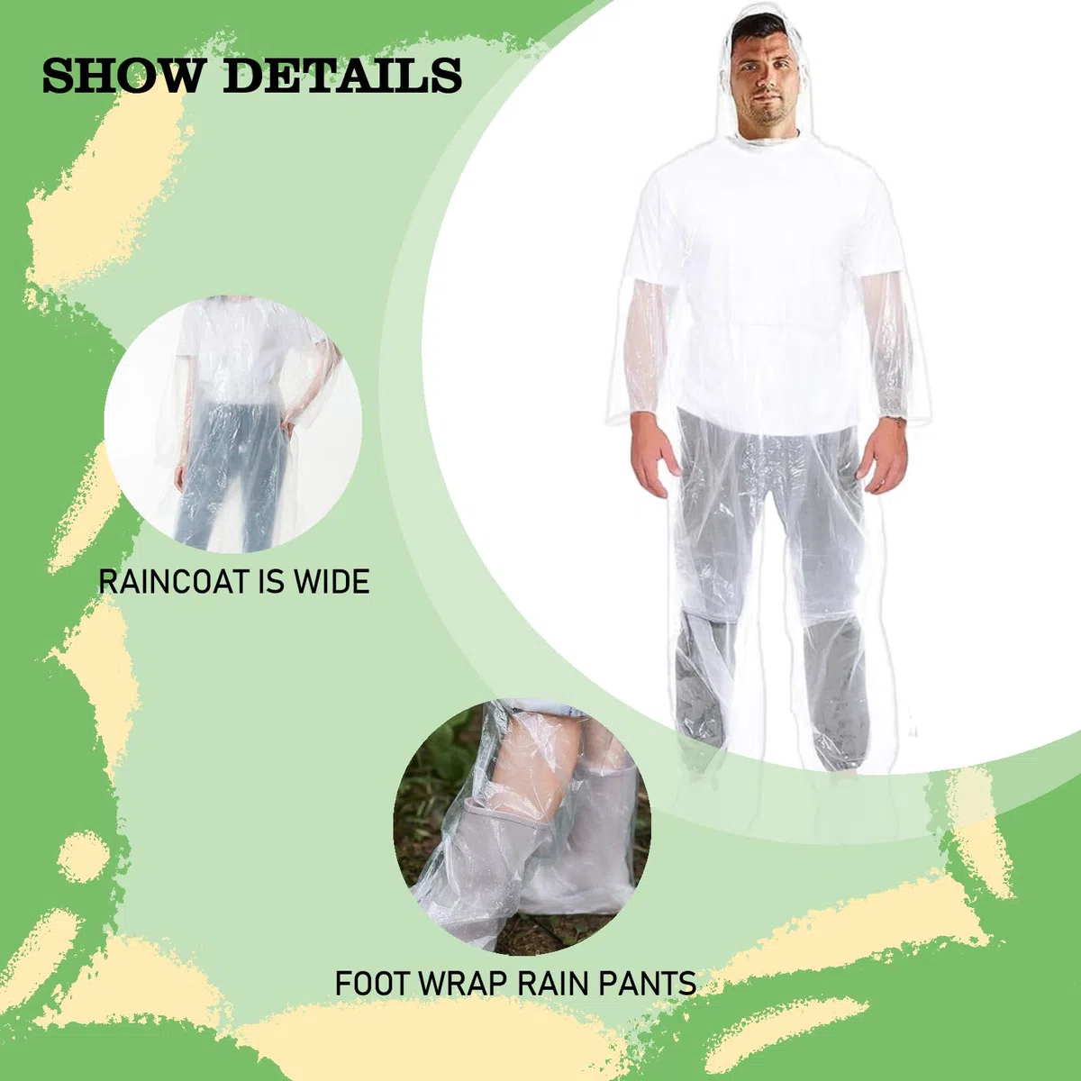 6 Piezas Chubasquero Transparente Desechables,Poncho Impermeable,Chubasqueros Impermeable con Capucha y Mangas,Plegable Poncho Emergencia Impermeable,para Viajes, Picnic, Deportes