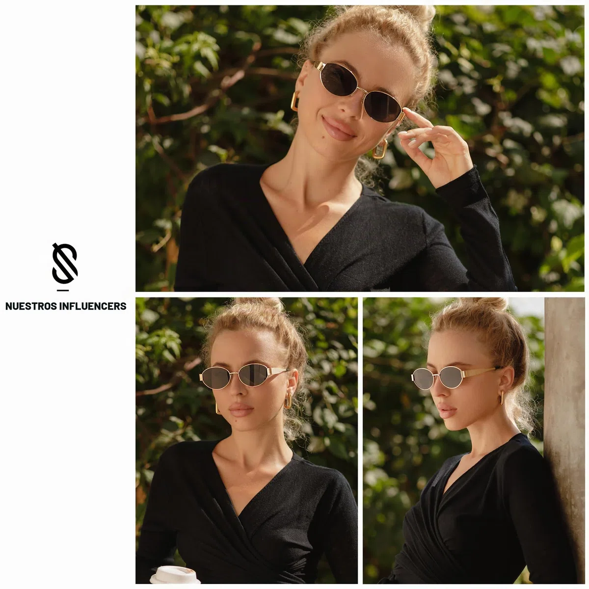 SOJOS Gafas de Sol Retro Mujer Hombre Metal Ovaladas de Moda Gafas de Sol Clásicas con Protección UV400 SJ1217