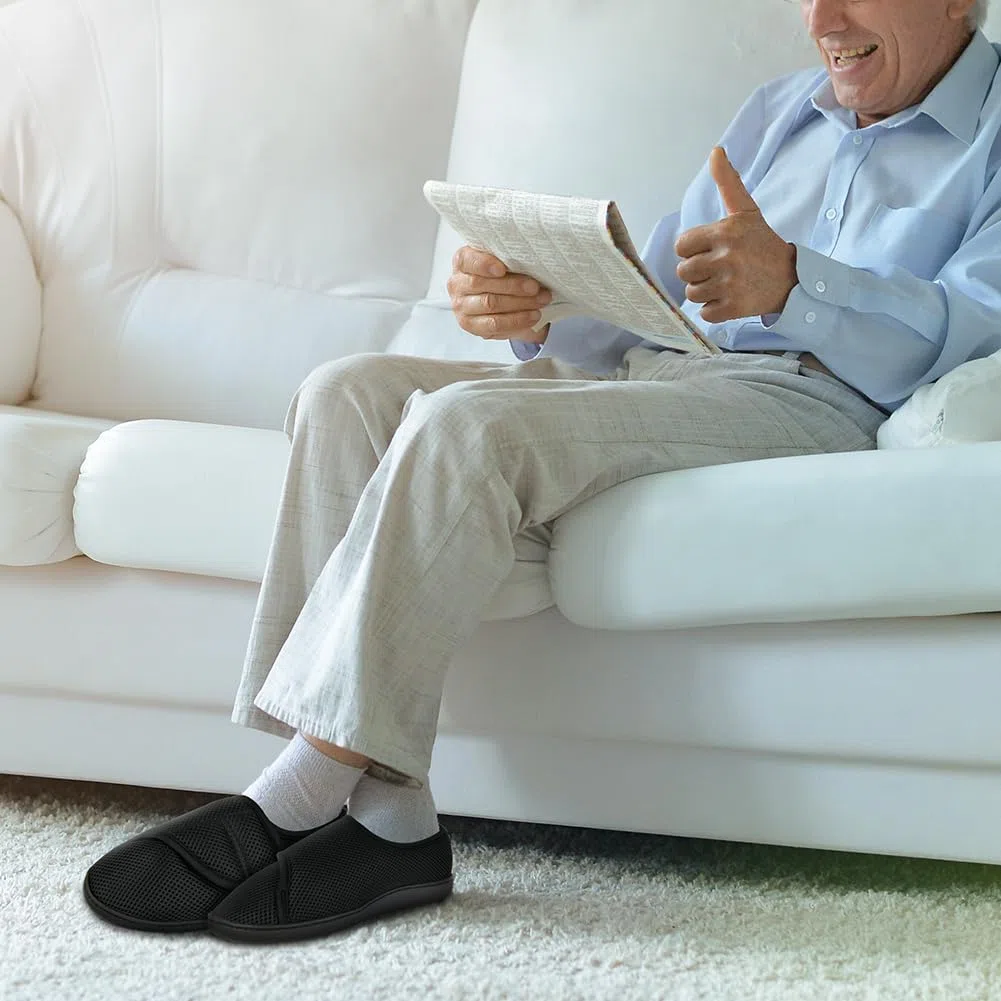 HOTUT Zapatillas ortoApédicas para diabéticos, Zapatos Diabéticos para Hombre, Ajustable Zapatos Turgente Pies Pantufla, para Diabéticos, para Pies con Edema