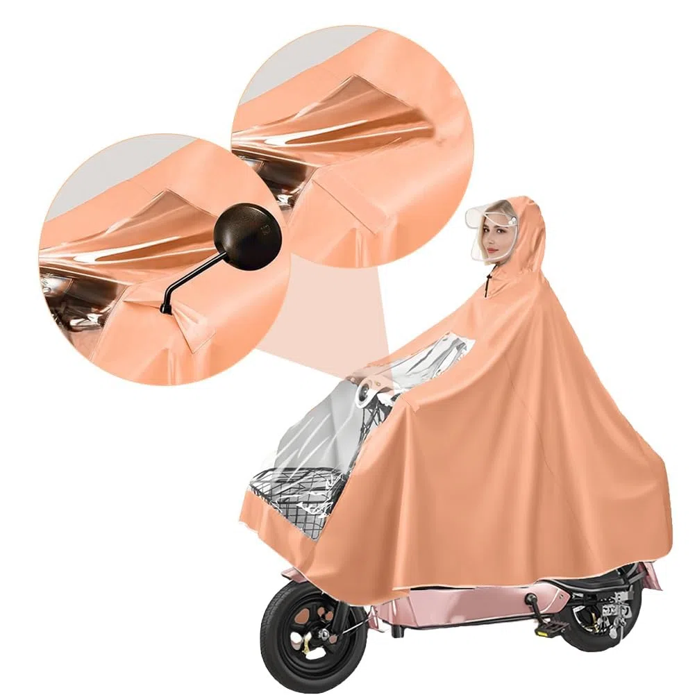 Capa de Lluvia para Motocicleta Eléctrica, Impermeable Reutilizable de Cuerpo Completo, Impermeable para Ciclismo con Casco, a Prueba de Tormentas, Unisex, Chaqueta Poncho con