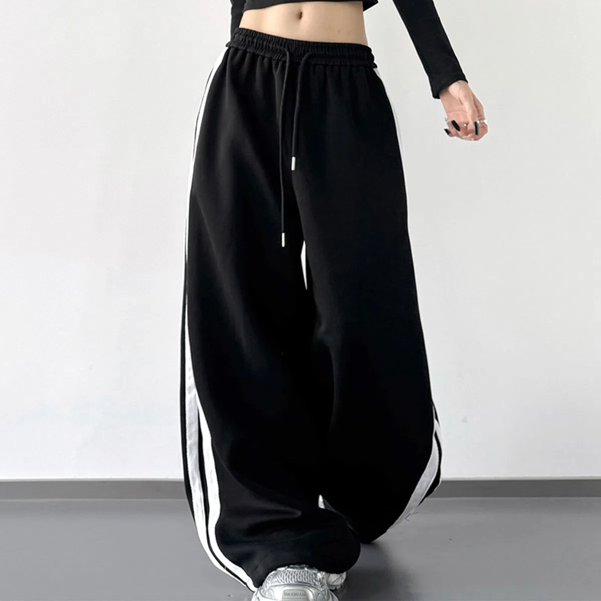 Pantalones de Baile Hip-Hop para Mujer Pantalones Deportivos de Corte Casual Pantalones de Trabajo Casual Jogger de Piernas Anchas Traje de Danza Urbana Pantalones sueltos de Corte Sable