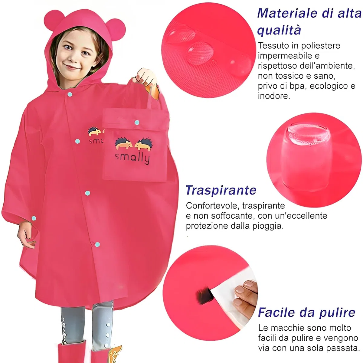 LATRAT Capa impermeable para niño, para lluvia, unisex para niños, impermeable con capucha, 100% impermeable y transpirable