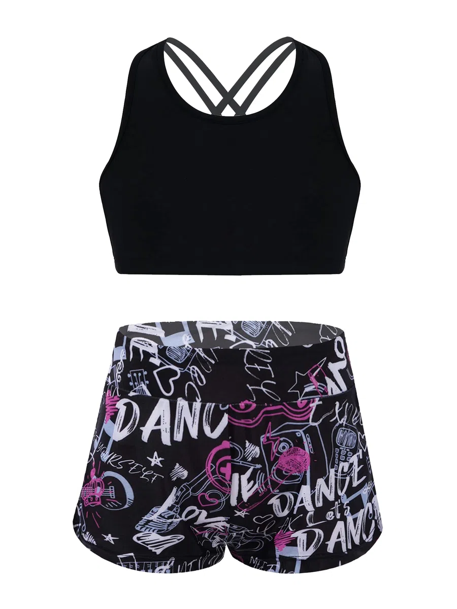 Alvivi Traje de Baño de Tres Piezas para Niñas Bañador Deportivo con Crop Top y Braga Bikini Braguita y Pantalones Corto de Natación Ropa de Playa Piscina Surf 4-16 Años