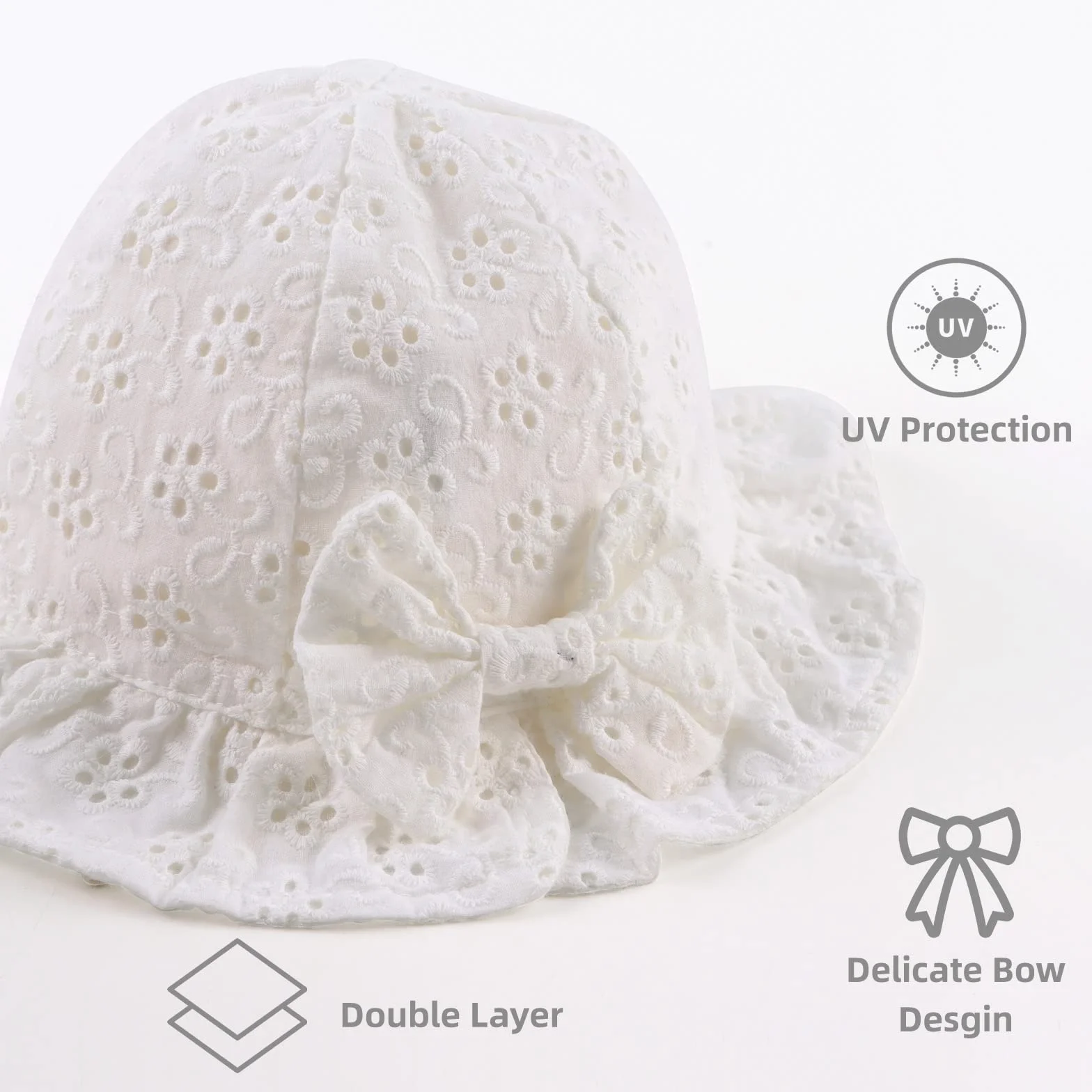 XIAOHAWANG - Gorro de Encaje para bebé o niña, algodón, Gorro de Sol, diseño de Nudo