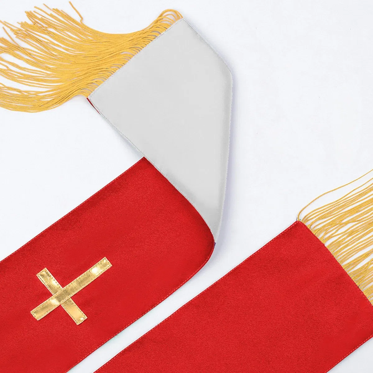 Chaleco de estola de sacerdote, bufanda reversible bordada con borlas, accesorio unisex para iglesia de pastor, ropa de culto litúrgico, ropa de ministro para adultos, para ceremonia de bautizo