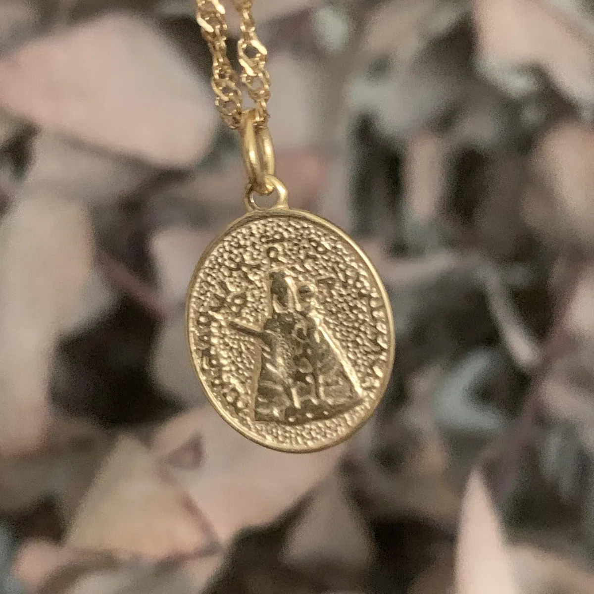Collar la Virgen de Guadalupe. Cadena de acero inoxidable chapada en oro Ideal para llevar todos los días.
